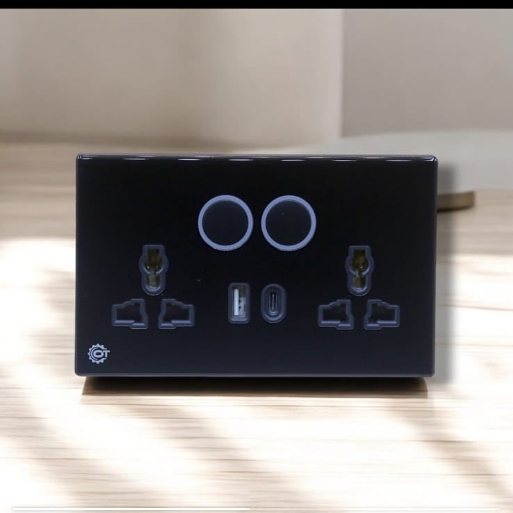 One touch series double multi socket + C type and USB port